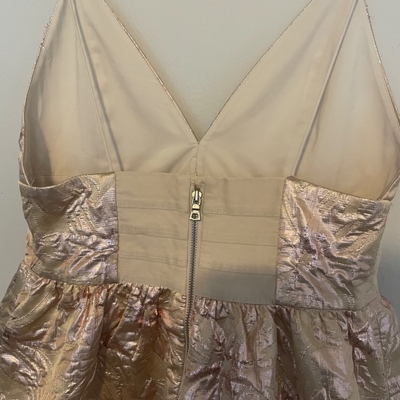 Alice + Olivia Foley Metallic Brocade mini dress 4 wedding cocktail party - Picture 6 of 8